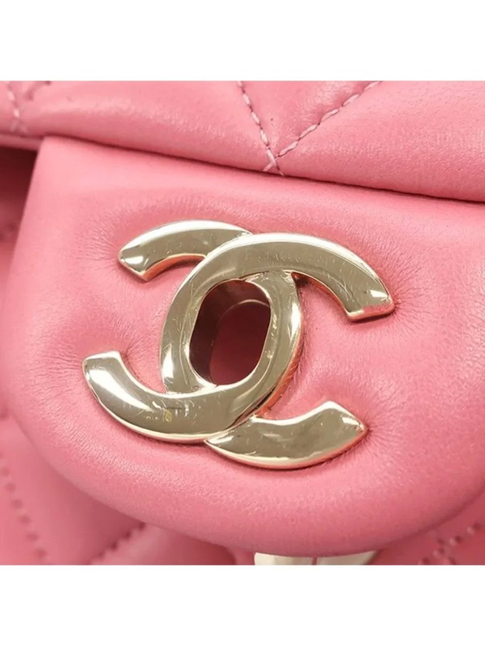 Chanel Shoulder Bag Quilted 25 Chain Lambskin Pink Gold CC Logo Double Flap